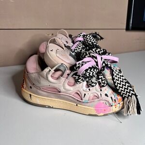 Gallery Dept Lanvin Curb Sneakers Pink Splatter Leather Skate Shoes EUR 40